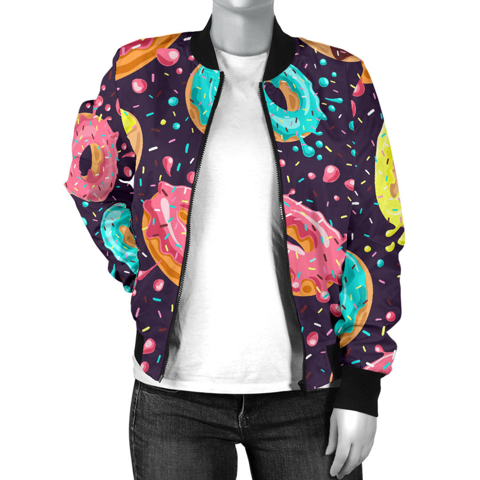 Colorful Donut Glaze Pattern Women'S Bomber Jacket