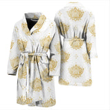 Gold Ornamental Lotue Waterlily Symbol Pattern Men'S Bathrobe