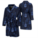 Blue Theme Guitar Pattern Men'S Bathrobe