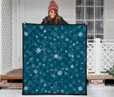 Snowflake Pattern Dark Background Premium Quilt