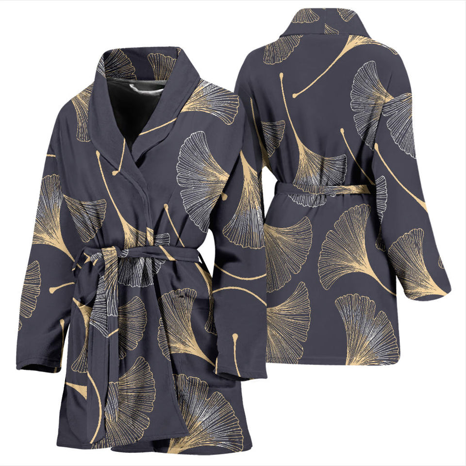 Gold Ginkgo Leaves Women'S Bathrobe