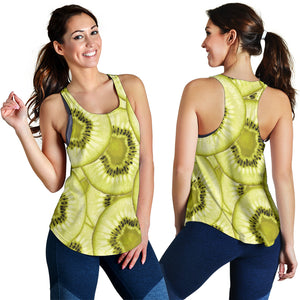 Sliced kiwi pattern Women Racerback Tank Top