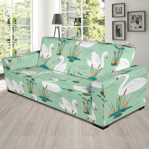 White Swan Lake Pattern Sofa Slipcover