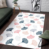 Black Gray Cream Coral Ginkgo Leaves Pattern Area Rug