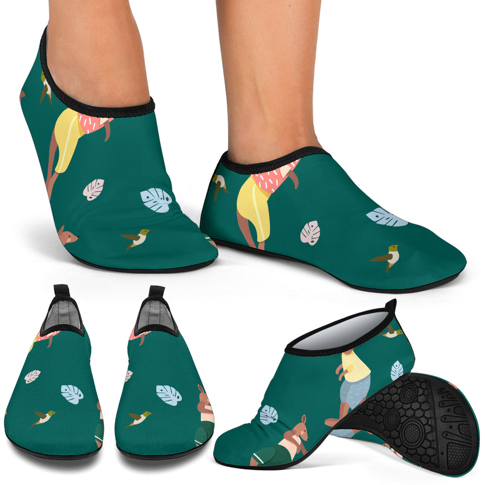 Kangaroo Leaves Pattern Aqua Shoes