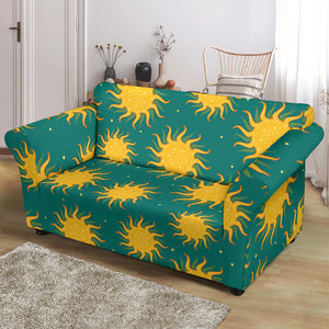 Sun Green Background Loveseat Couch Slipcover