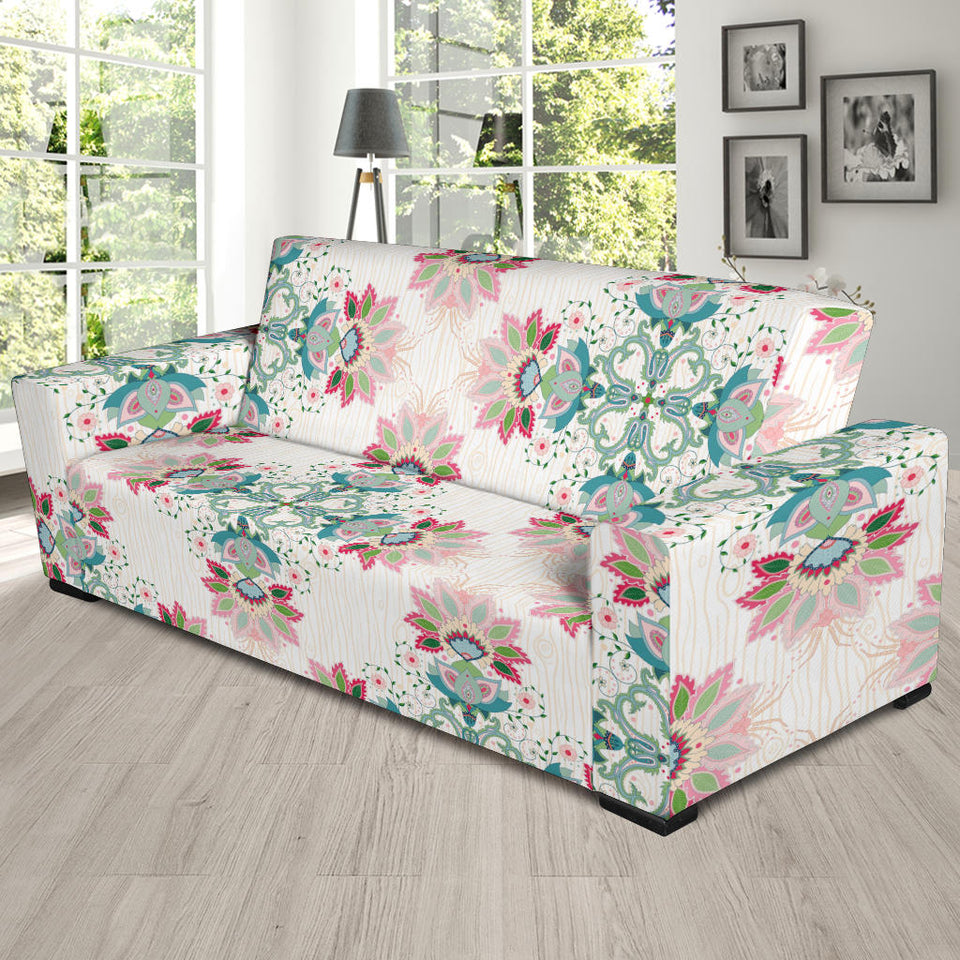 Square Floral Indian Flower Pattern Sofa Slipcover