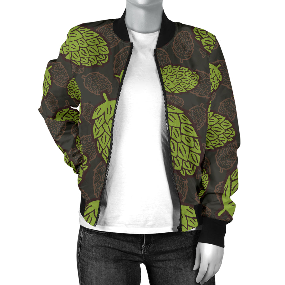 Hop Pattern Black Background Women'S Bomber Jacket