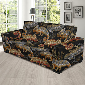 Chameleon Lizard Tropical Leaves Palm Tree Sofa Slipcover