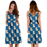 Golden Retriever Pattern Print Design 03 Sleeveless Midi Dress