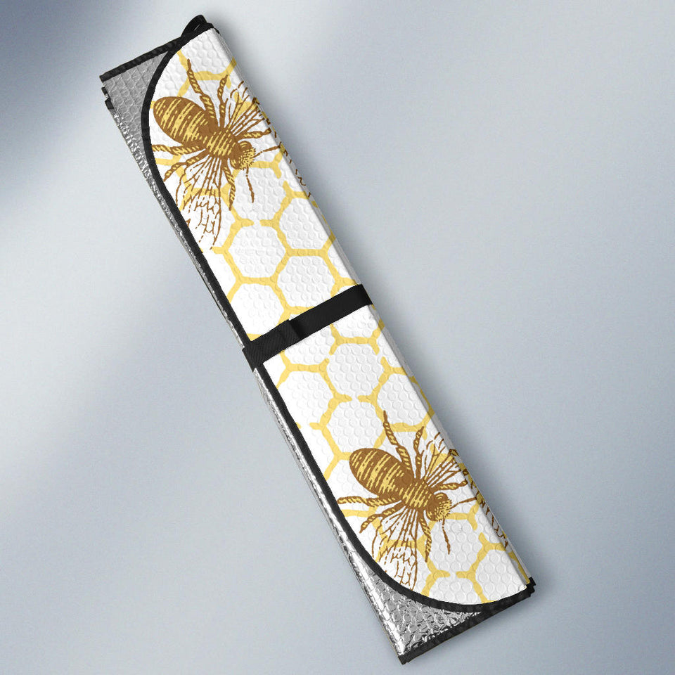 Bee Honeycomb Seamless Design Pattern Car Sun Shade