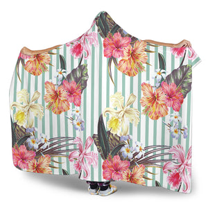 Colorful Orchid Flower Pattern Hooded Blanket