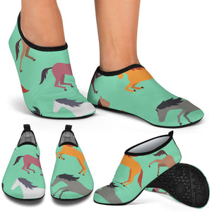 Colorful Horses Pattern Aqua Shoes