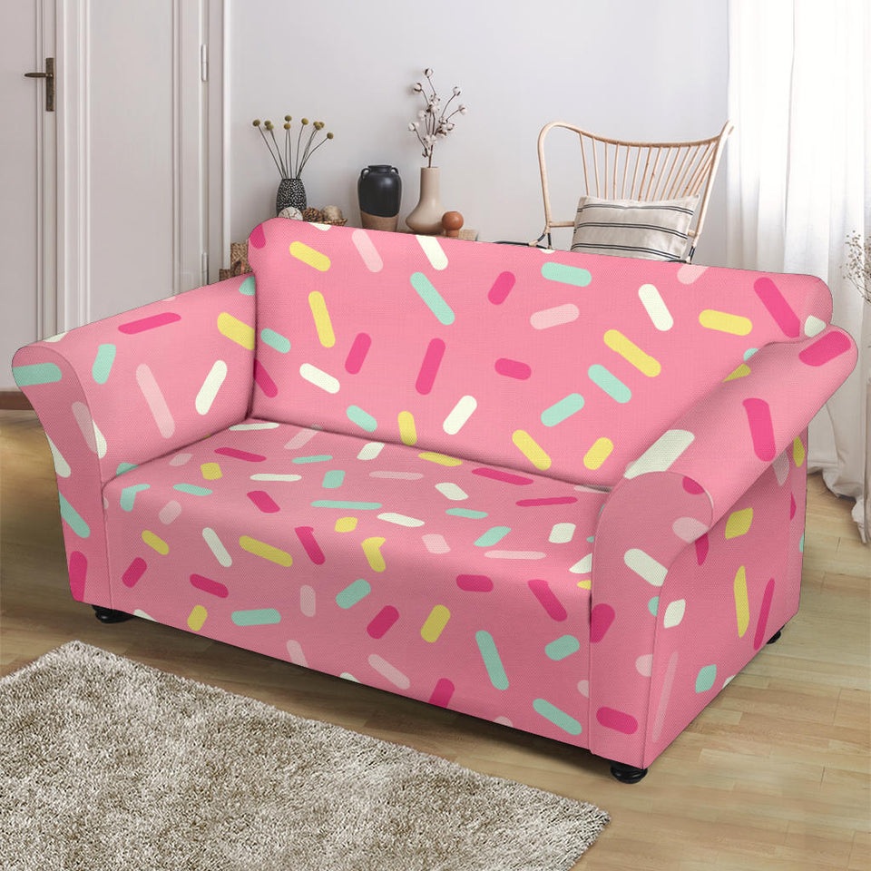 Pink Donut Glaze Candy Pattern Loveseat Couch Slipcover