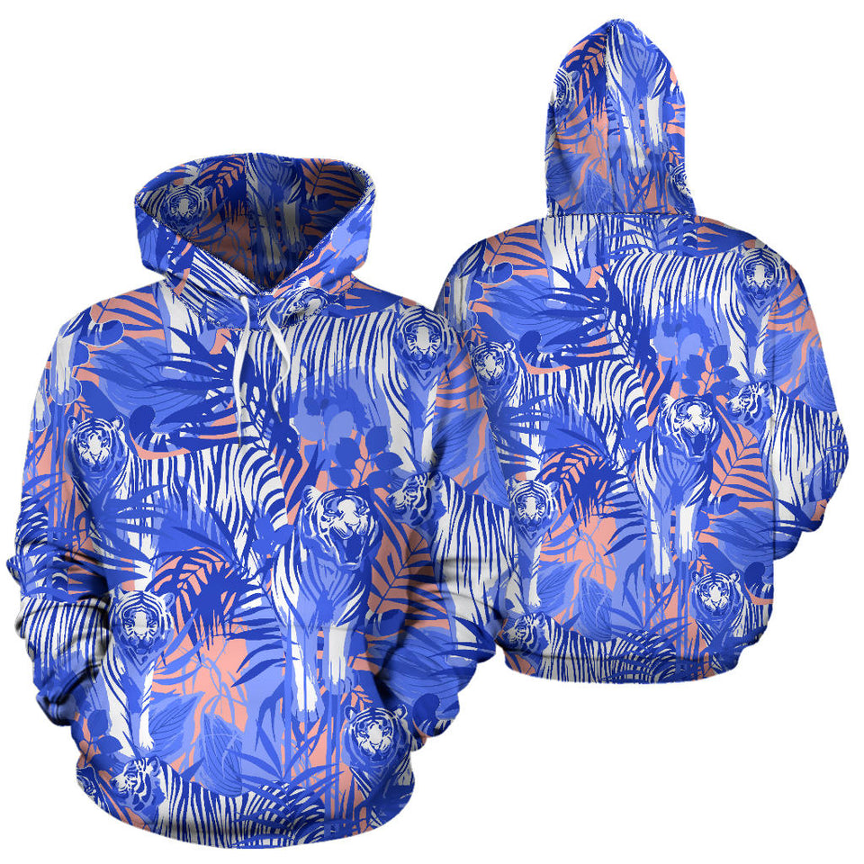 White Bengal Tigers Pattern Men Women Pullover Hoodie