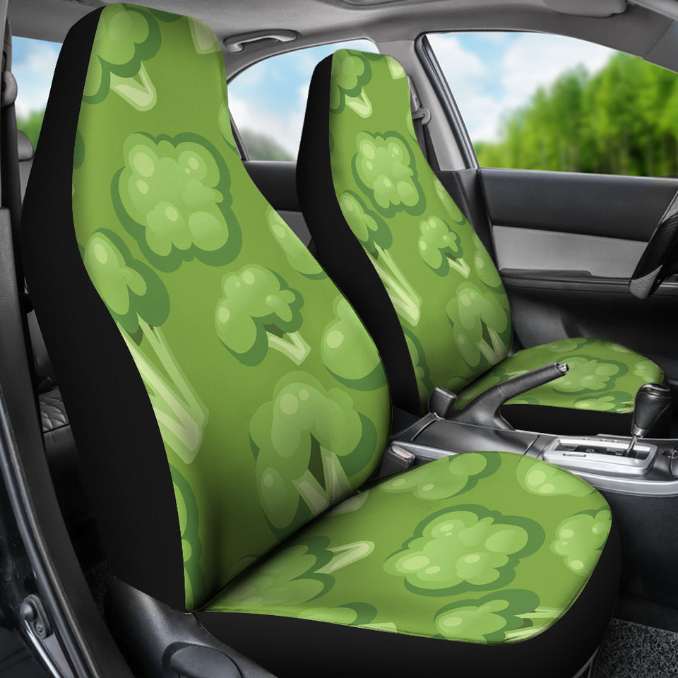 Broccoli Pattern Green Background Universal Fit Car Seat Covers
