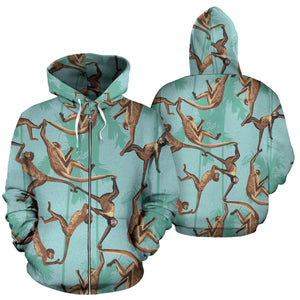 Monkey Palm Tree Background Zip Up Hoodie