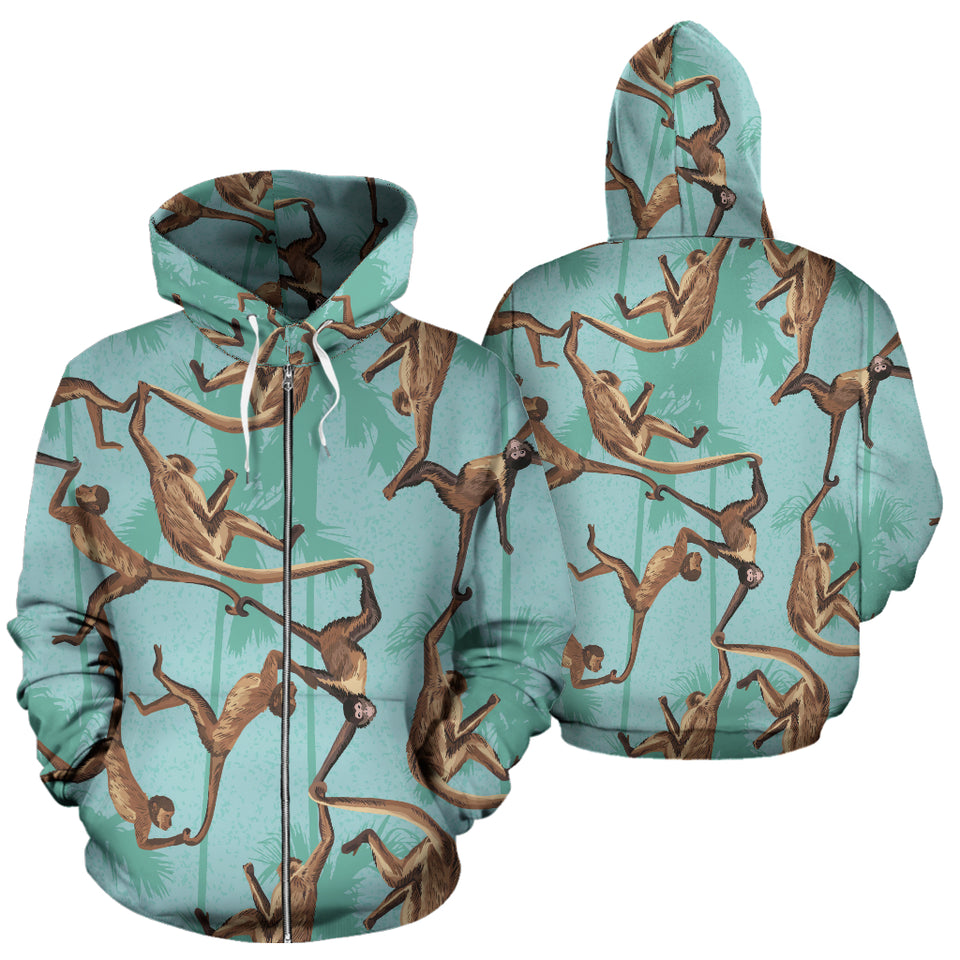 Monkey Palm Tree Background Zip Up Hoodie