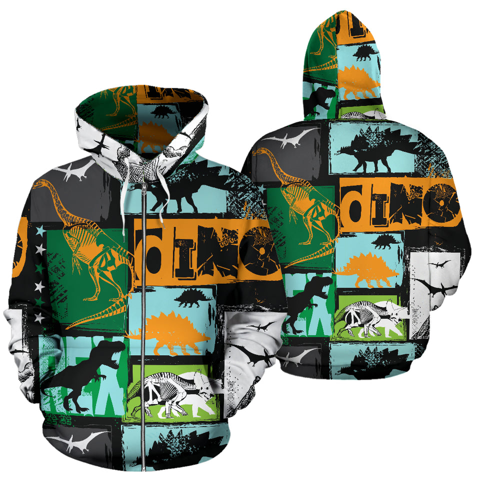 Dinosaurs Print Pattern Zip Up Hoodie