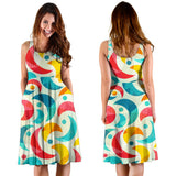 Colorful Moon Pattern Sleeveless Midi Dress
