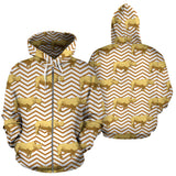 Rhino Yellow Theme Pattern Zip Up Hoodie