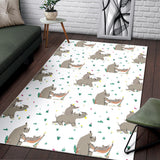 Cute Rhino Pattern Background Area Rug
