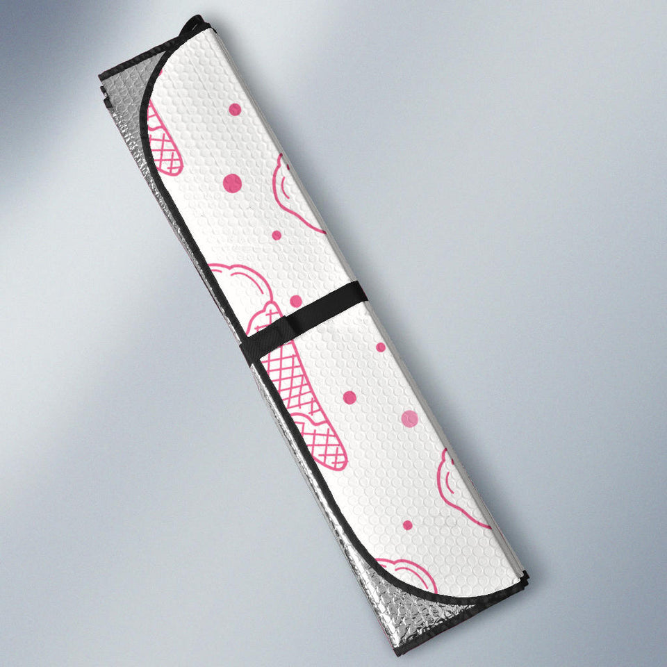 Hand Drawn Ice Cream Pattern Car Sun Shade