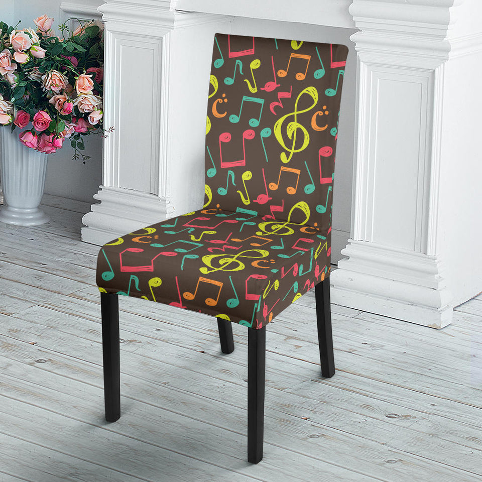 Music Notes Pattern Print Design 05 Dining Chair Slipcover