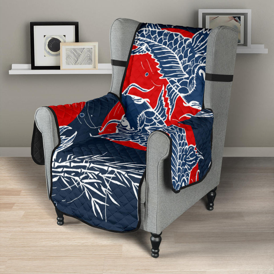 Koi Fish Carp Fishs hand drawn japanese art Chair Cover Protector
