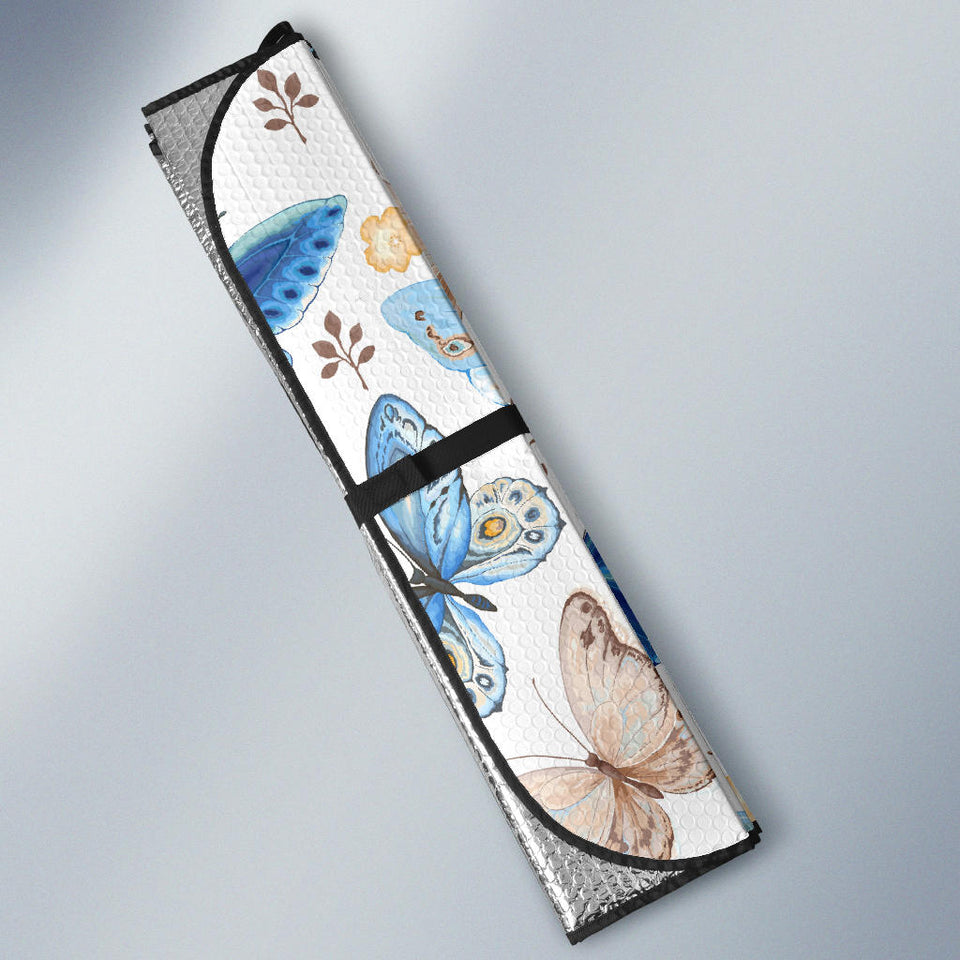 Blue Butterfly Pattern Car Sun Shade