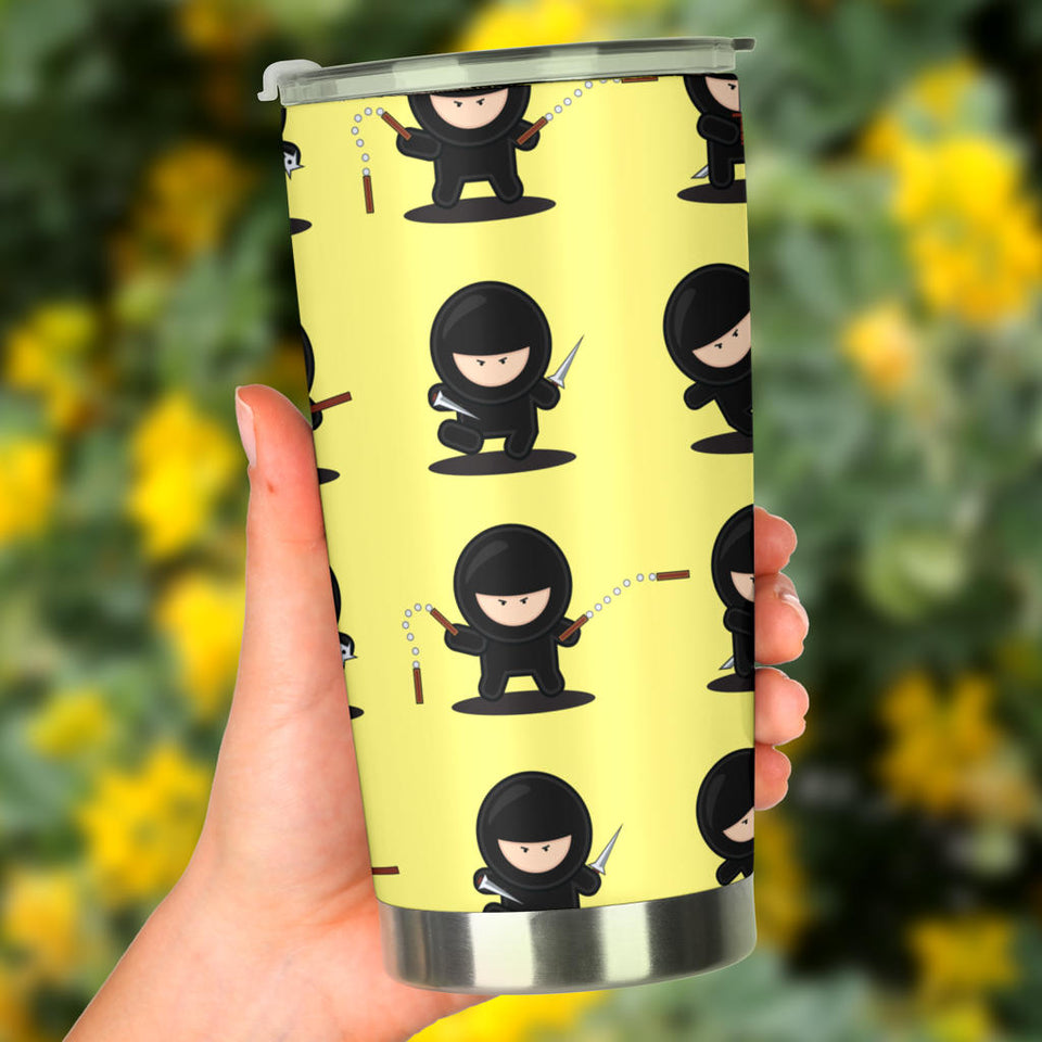 Cute Ninja Yellow Background Tumbler