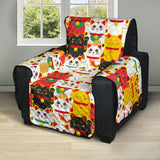 Colorful Maneki Neko Lucky Cat pattern Recliner Cover Protector