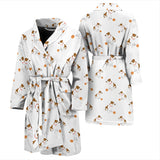 Jack Russel Pattern Print Design 05 Men's Bathrobe