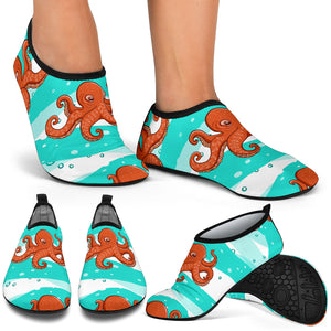 Octopuses Sea Wave Background Aqua Shoes