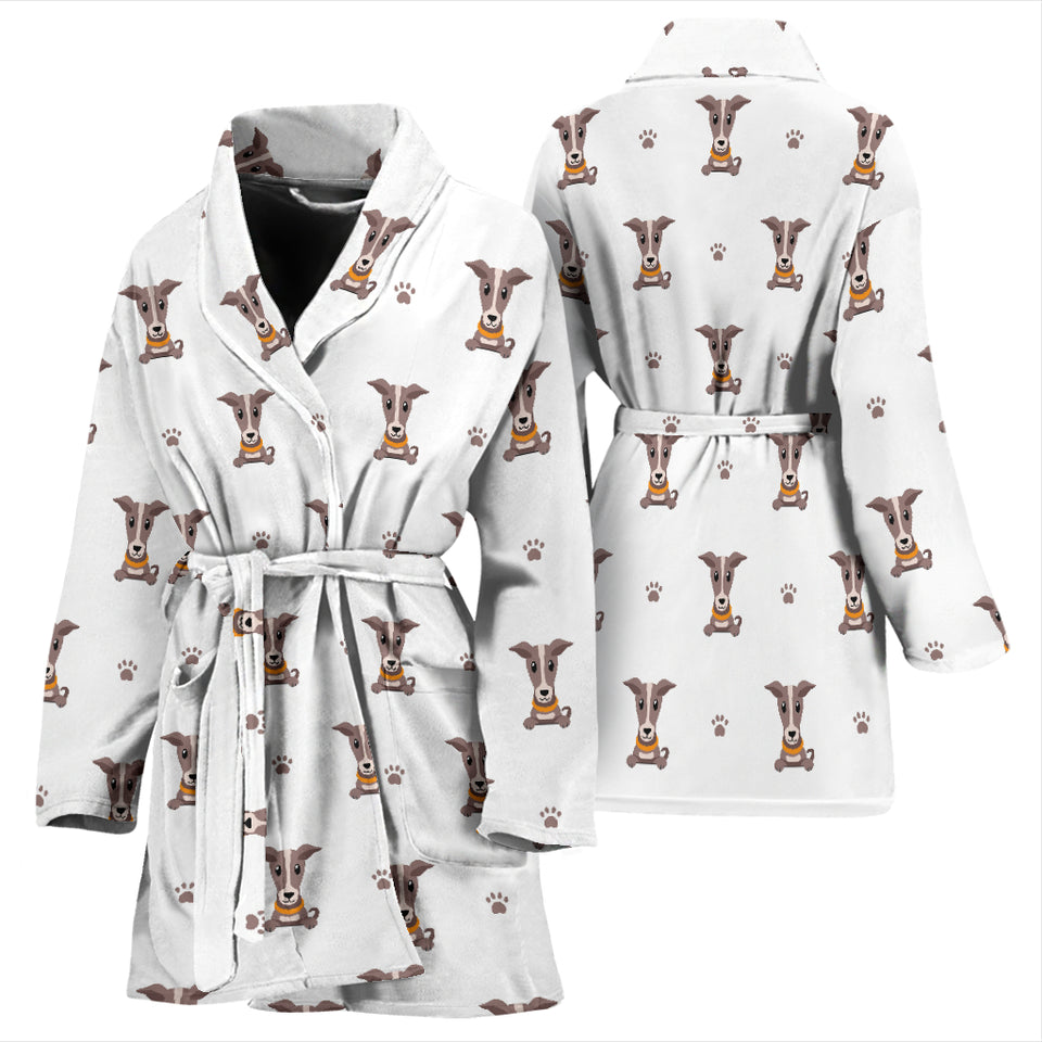 Greyhound Pattern Print Design 05 Women's Bathrobe