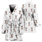 Greyhound Pattern Print Design 05 Women's Bathrobe