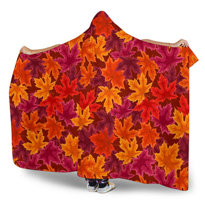 Autumn Maple Leaf Pattern Hooded Blanket
