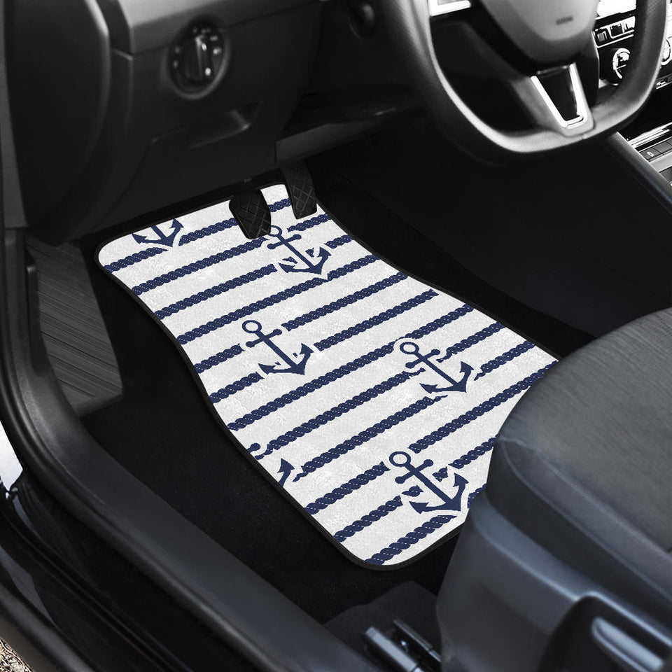 Anchor Rope Nautical  Pattern Front And Back Car Mats
