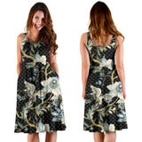 Japanese Crane Ornament Elements Sleeveless Midi Dress