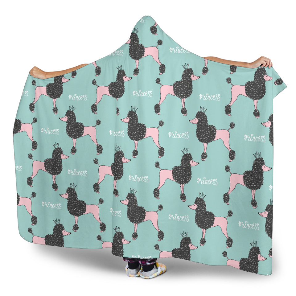 Poodle Dog Green Background Hooded Blanket