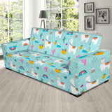 Llama Alpaca Cactus Leaves Pattern Sofa Slipcover