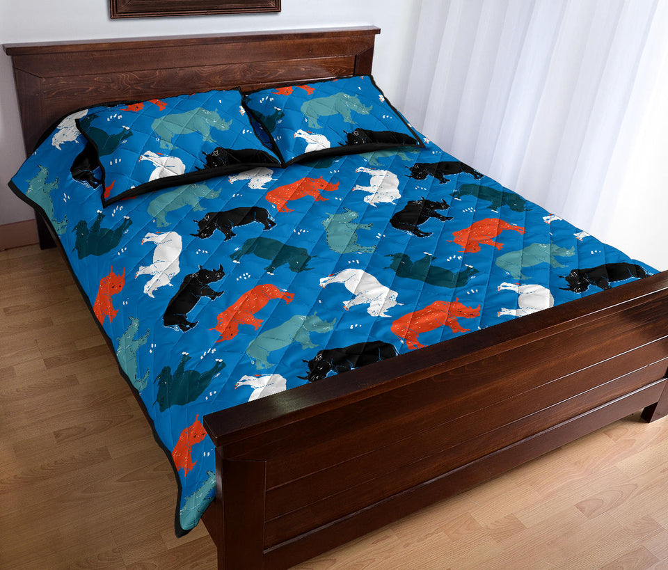 Colorful rhino pattern Quilt Bed Set