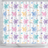 Colorful Unicorn Rainbow Heart Pattern Shower Curtain Fulfilled In US