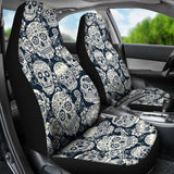 Sugar Skull Black White Pattern  Universal Fit Car Seat Covers