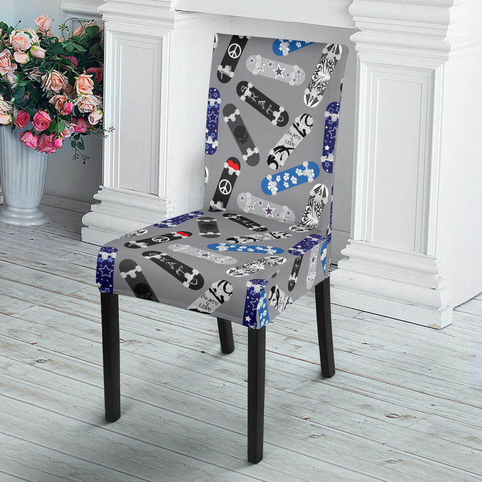 Skate Board Pattern Print Design 03 Dining Chair Slipcover