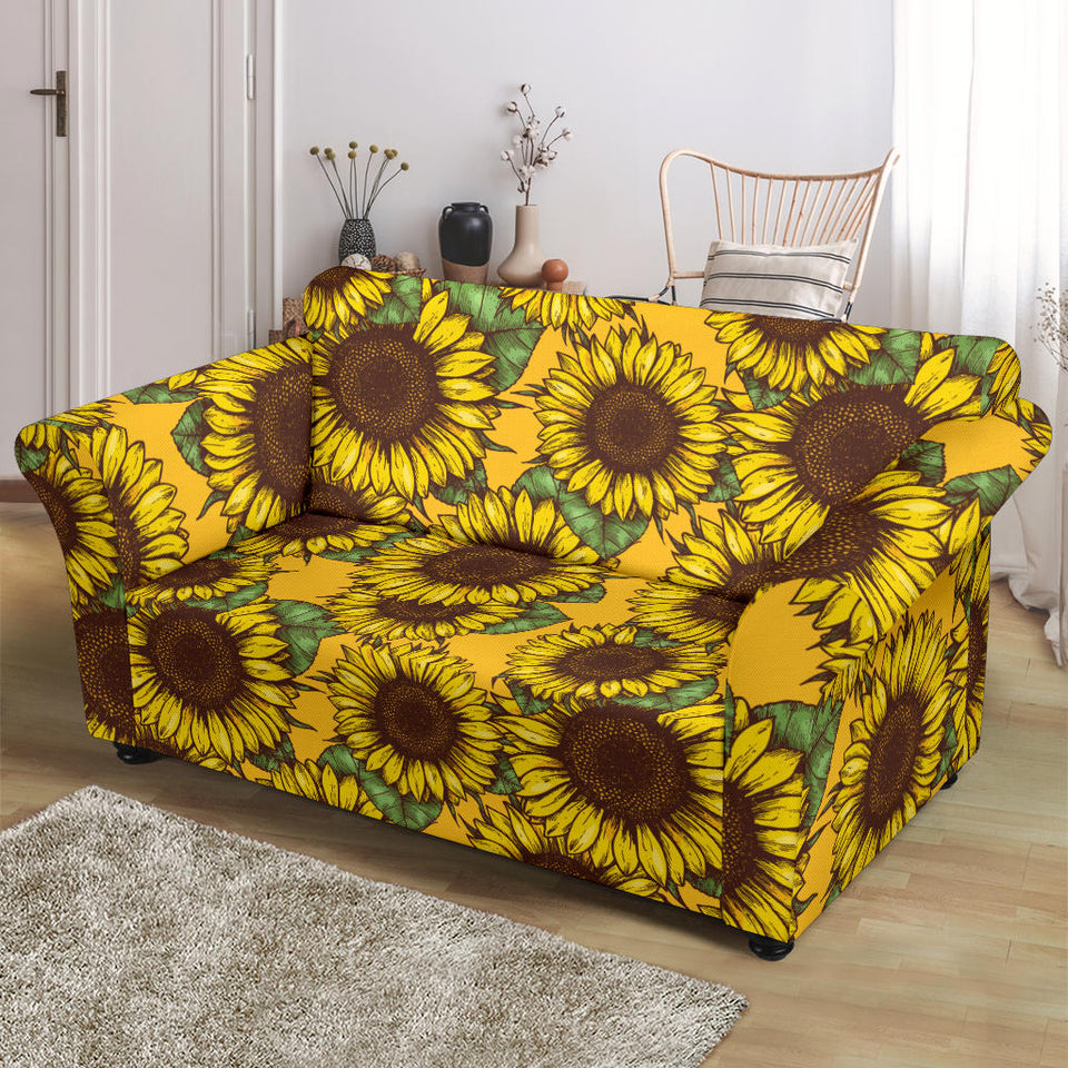 Sunflower Pattern Loveseat Couch Slipcover