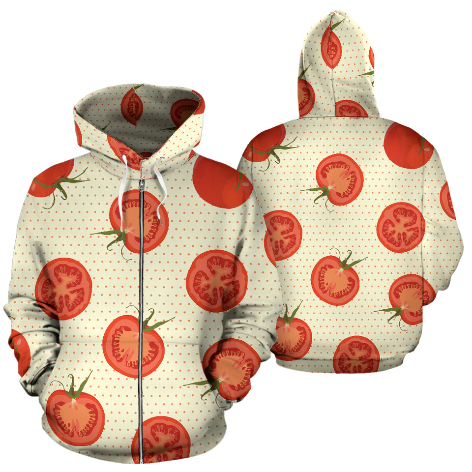 Tomato Dot Background Zip Up Hoodie