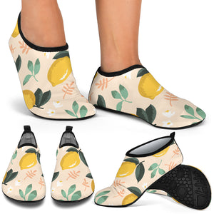 Lemon Flower Leave Pattern Aqua Shoes