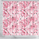 Pink Flamingos Pattern Background Shower Curtain Fulfilled In US