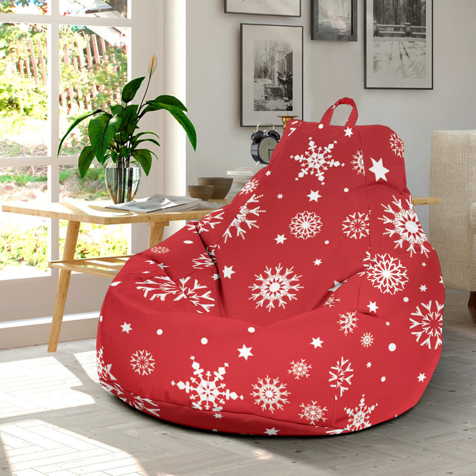 Snowflake Pattern Red Background Bean Bag Cover